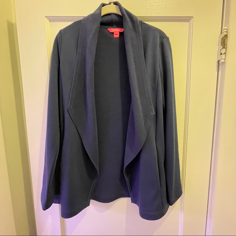 Lilly Pulitzer Navy Blue Fleece Sweatshirt Blazer/Cardigan with Pockets S
